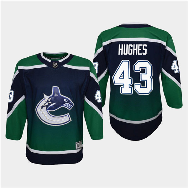 Men's Vancouver Canucks #43 Quinn Hughes adidas 2021 Season Reverse Retro Authentic Blue Jersey